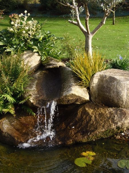 cascade coulant de rochers sur un bassin