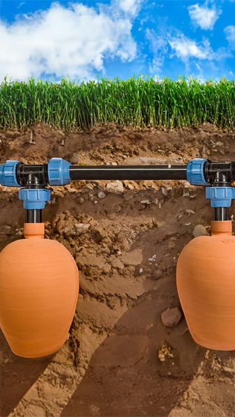 modèle d'olas enterrées et reliés par des tuyaux